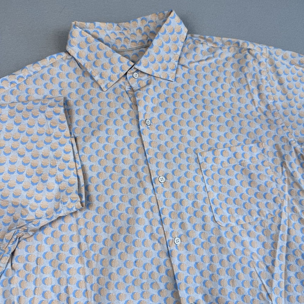 Peter Millar Throwing Shade Button Shirt Men M AOP Short Sleeve Beach Pocket